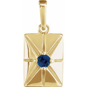 14K Yellow Natural Blue Sapphire Pendant
