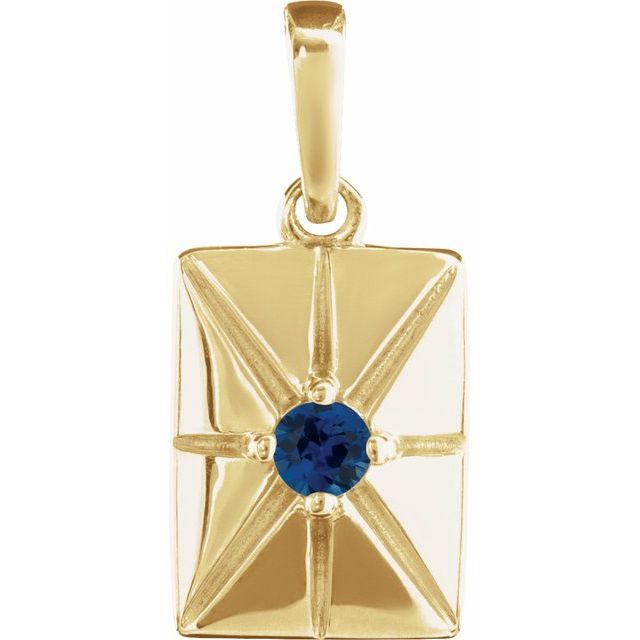 14K Yellow Natural Blue Sapphire Pendant