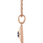 14K Rose Natural Blue Sapphire 16-18" Necklace