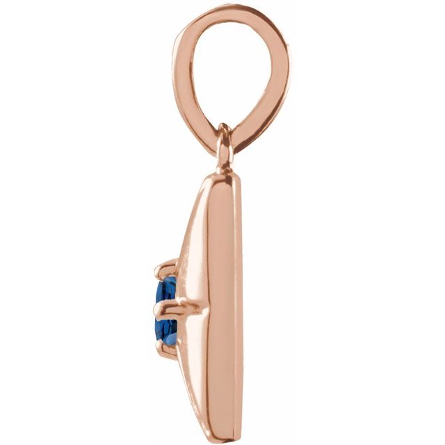 14K Rose Lab-Grown Blue Sapphire Pendant