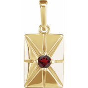 14K Yellow Natural Mozambique Garnet Pendant
