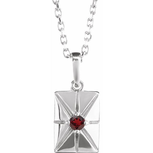 Sterling Silver Natural Mozambique Garnet 16-18" Necklace