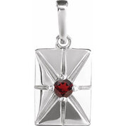 14K White Natural Mozambique Garnet Pendant