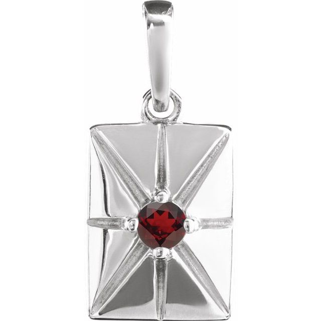 14K White Natural Mozambique Garnet Pendant
