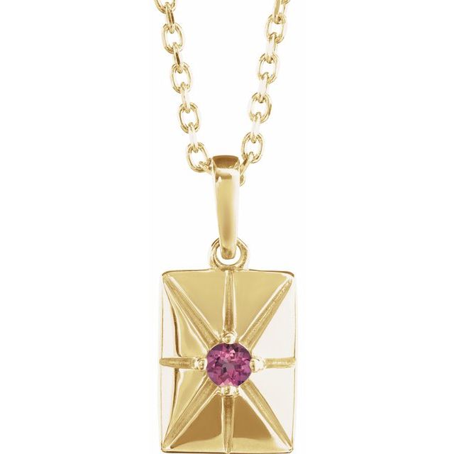 14K Yellow Natural Pink Tourmaline 16-18" Necklace