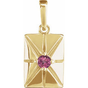 14K Yellow Natural Pink Tourmaline Pendant