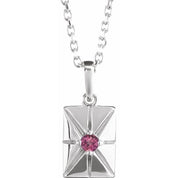 Sterling Silver Natural Pink Tourmaline 16-18" Necklace