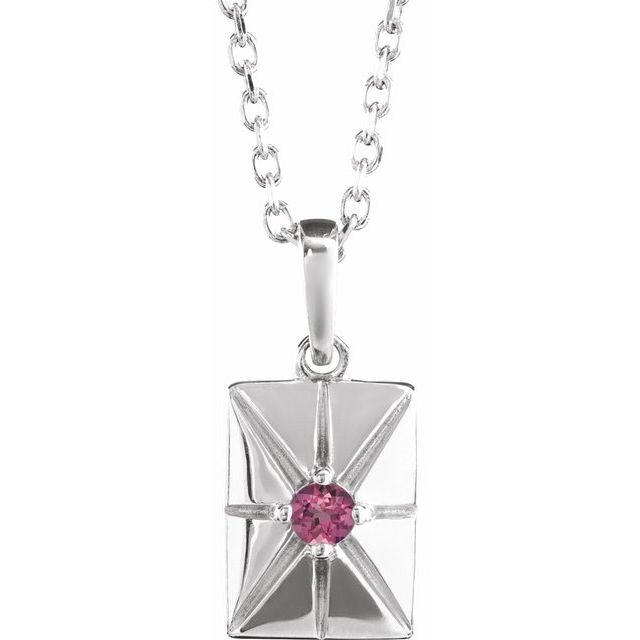 Sterling Silver Natural Pink Tourmaline 16-18" Necklace