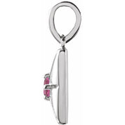 14K White Natural Pink Tourmaline Pendant
