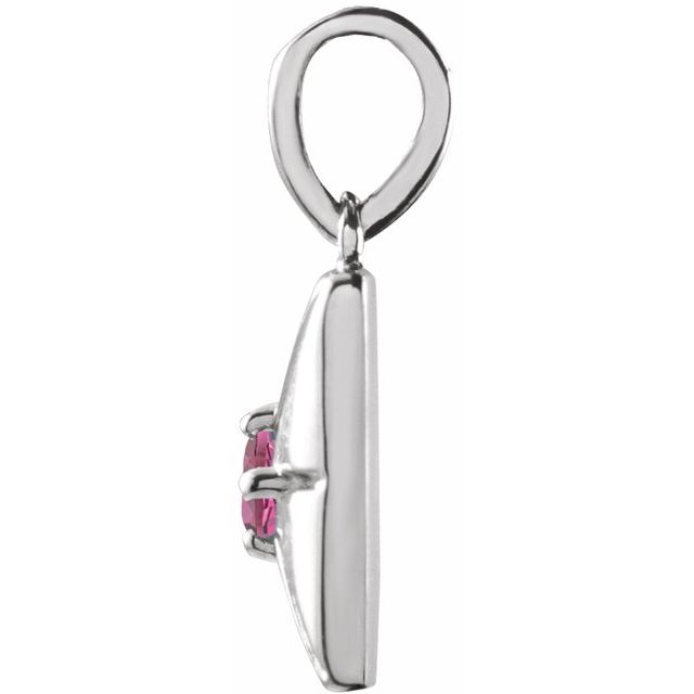 14K White Natural Pink Tourmaline Pendant
