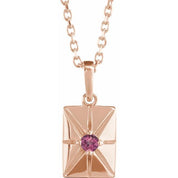 14K Rose Natural Pink Tourmaline 16-18" Necklace