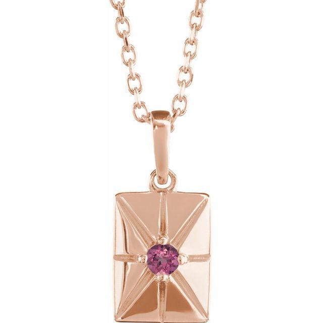 14K Rose Natural Pink Tourmaline 16-18" Necklace