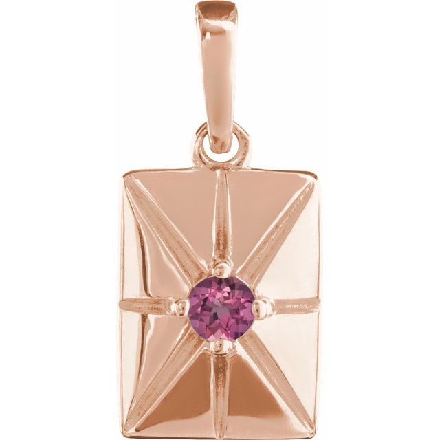 14K Rose Natural Pink Tourmaline Pendant