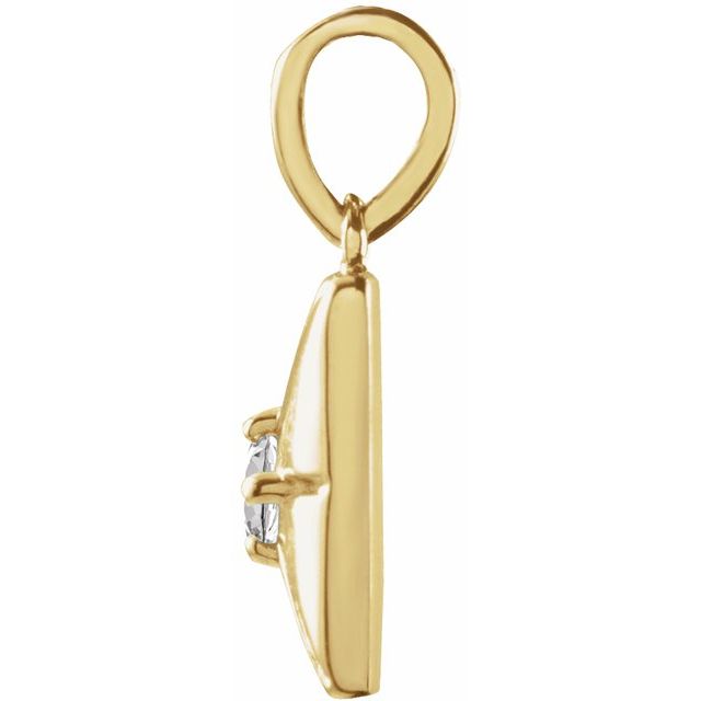 14K Yellow Natural White Sapphire Pendant