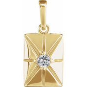 14K Yellow Natural White Sapphire Pendant