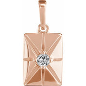 14K Rose Natural White Sapphire Pendant