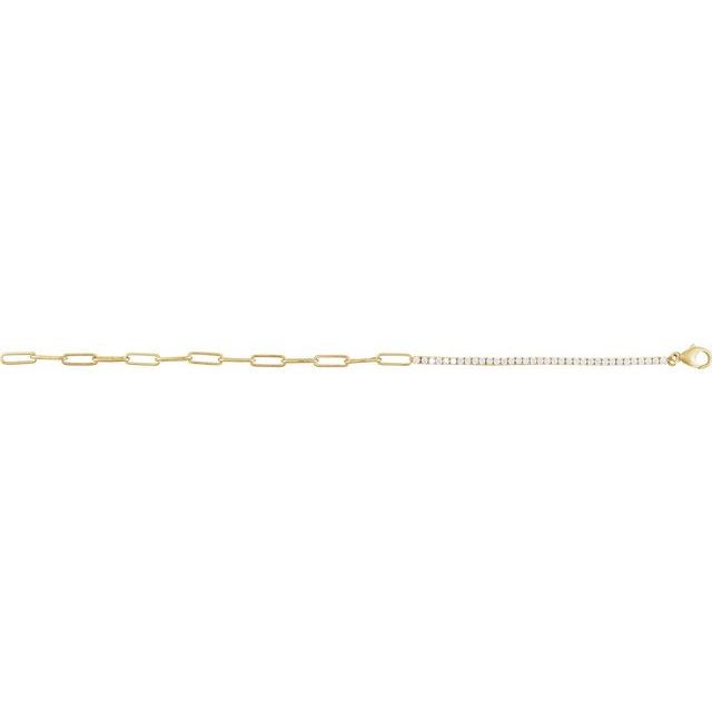 14K Yellow 1 CTW Lab-Grown Diamond Line 7" Bracelet
