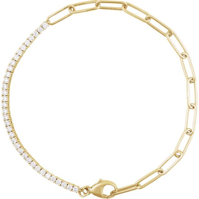 14K Yellow 1 CTW Lab-Grown Diamond Line 7" Bracelet