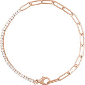 14K Rose 1 CTW Lab-Grown Diamond Line 7" Bracelet