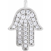 14K White 1/8 CTW Natural Diamond Hamsa Dangle