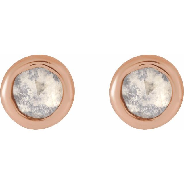 14K Rose .06 CTW Rose-Cut Natural Diamond  Stud Earrings