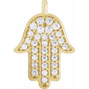 14K Yellow 1/8 CTW Natural Diamond Hamsa Dangle