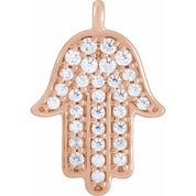 14K Rose 1/8 CTW Natural Diamond Hamsa Dangle