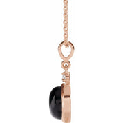 14K Rose 8 mm Natural Black Onyx & .03 CT Natural Diamond Cabochon 16-18" Necklace