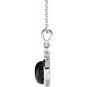 Sterling Silver 6 mm Natural Black Onyx & .03 CT Natural Diamond Cabochon 16-18" Necklace