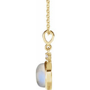 14K Yellow 8 mm Natural Rainbow Moonstone & .03 CT Natural Diamond Cabochon 16-18" Necklace