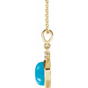 14K Yellow 6 mm Natural Turquoise & .03 CT Natural Diamond Cabochon 16-18" Necklace