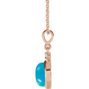 14K Rose 6 mm Natural Turquoise & .03 CT Natural Diamond Cabochon 16-18" Necklace