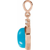 14K Rose 6 mm Natural Turquoise & .03 CT Natural Diamond Pendant