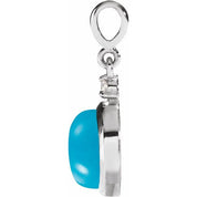 14K White 6 mm Natural Turquoise & .03 CT Natural Diamond Pendant