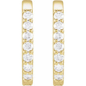 Natural Diamond Oval Huggie Hoop Earrings in 1/8 and 1/6 Carat