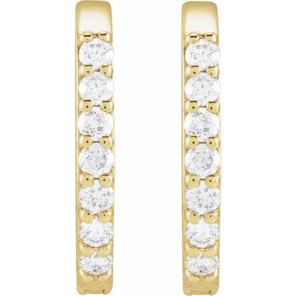 Natural Diamond Oval Huggie Hoop Earrings in 1/8 and 1/6 Carat