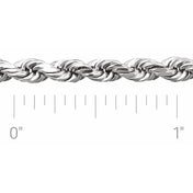 14K White 3.9 mm Diamond-Cut Rope Chain by the Inch