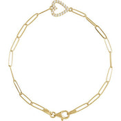 14K Yellow 1/8 CTW Natural Diamond Heart 7" Bracelet