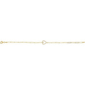 14K Yellow 1/8 CTW Natural Diamond Heart 7" Bracelet