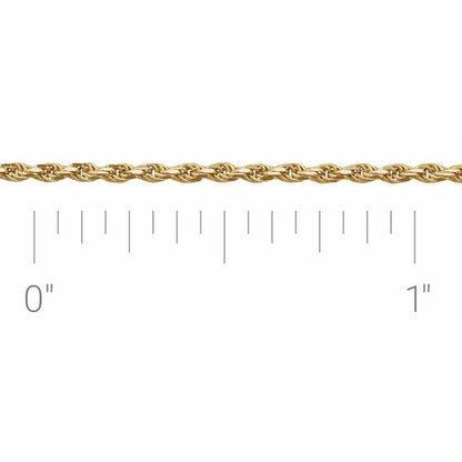 14K Yellow 1 mm Diamond-Cut Rope Chain by the Inch