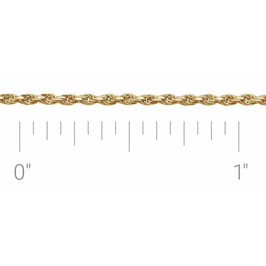 14K Yellow 1 mm Diamond-Cut Rope Chain by the Inch