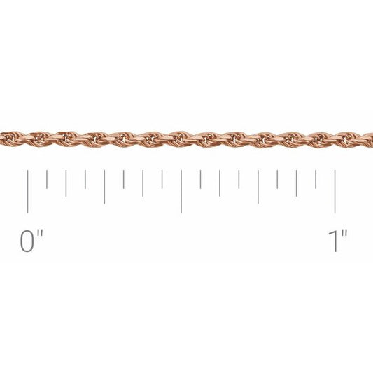 14K Rose 1 mm Diamond-Cut Rope Chain by the Inch