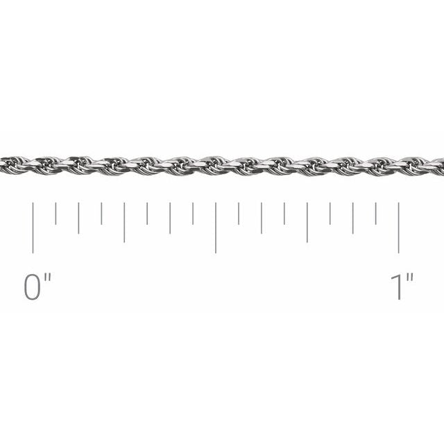 14K White 1 mm Diamond-Cut Rope Chain by the Inch