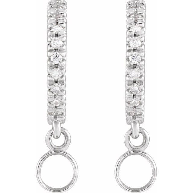 Diamond Mini Hoop Earrings, 0.08 Carats On Top with 10 Pointer Dangle Gemstone Below