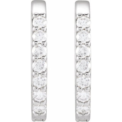 Natural Diamond Oval Huggie Hoop Earrings in 1/8 and 1/6 Carat