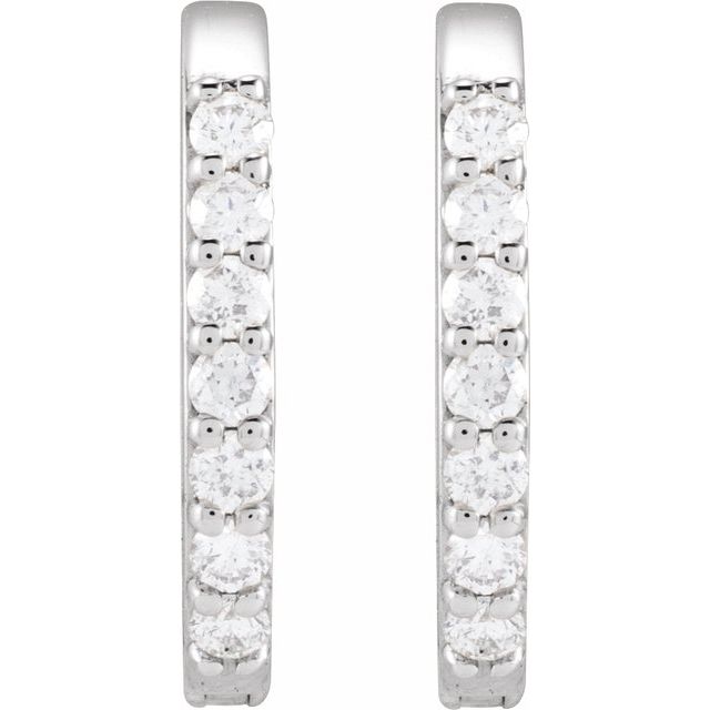 Natural Diamond Oval Huggie Hoop Earrings in 1/8 and 1/6 Carat