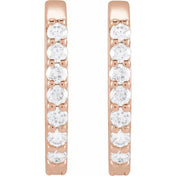 Natural Diamond Oval Huggie Hoop Earrings in 1/8 and 1/6 Carat
