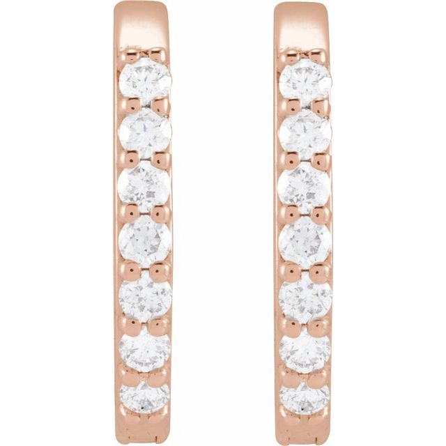 Natural Diamond Oval Huggie Hoop Earrings in 1/8 and 1/6 Carat