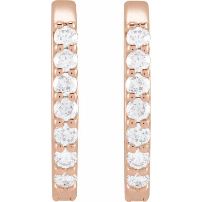 Natural Diamond Oval Huggie Hoop Earrings in 1/8 and 1/6 Carat