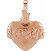 14K Rose Immaculate Heart Of Mary Pendant